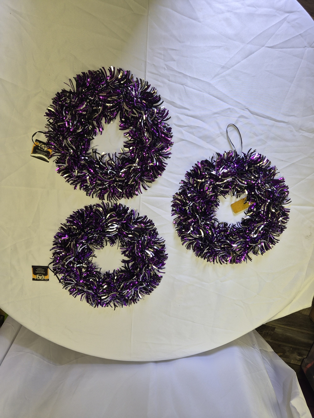 Purple Metallic Tinsel Wreath - Festive Home Accent